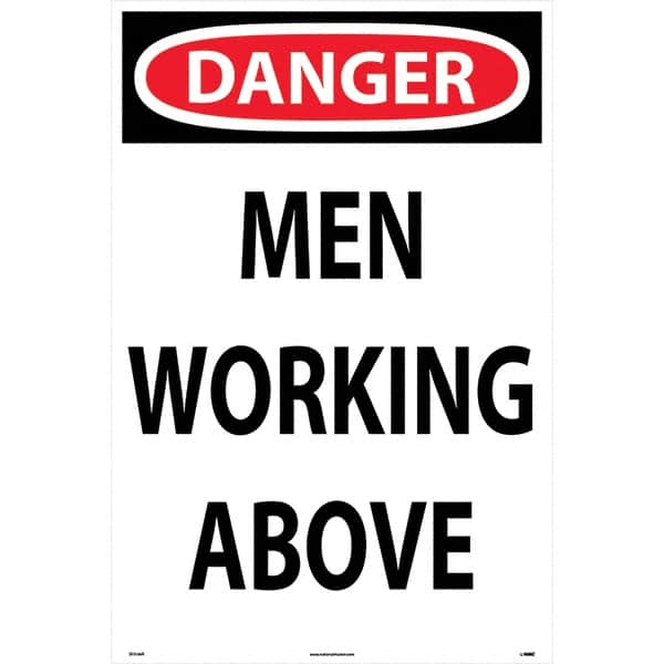 NMC - "Men Working Above", 36" Long x 24" Wide, Rigid Plastic Safety Sign - Rectangular, Use for Workplace/Safety - Makers Industrial Supply