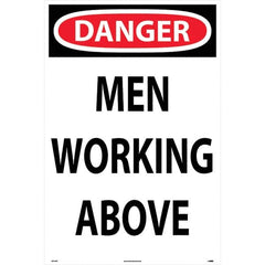 NMC - "Men Working Above", 36" Long x 24" Wide, Rigid Plastic Safety Sign - Rectangular, Use for Workplace/Safety - Makers Industrial Supply