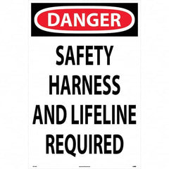 NMC - "Safety Harness Line", 36" Long x 24" Wide, Rigid Plastic Safety Sign - Rectangular, Use for Workplace/Safety - Makers Industrial Supply