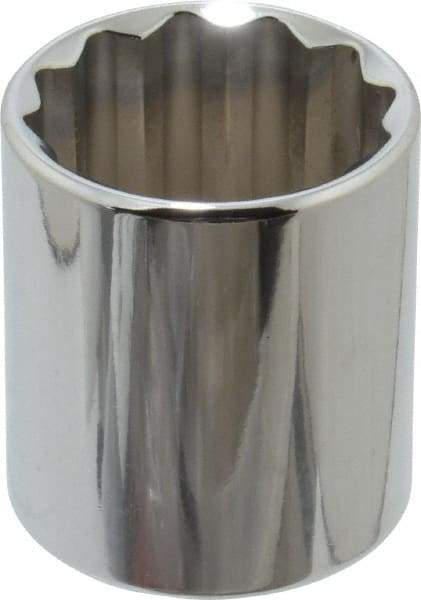 Proto - 1/2" Drive, Standard Hand Socket - 12 Points, 1-25/32" OAL, Alloy Steel, Chrome Finish - Makers Industrial Supply