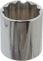 Proto - 1/2" Drive, Standard Hand Socket - 12 Points, 1-25/32" OAL, Alloy Steel, Chrome Finish - Makers Industrial Supply