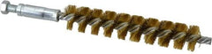 Schaefer Brush - 4" Brush Length, 3/4" Diam, Double Stem, Single Spiral Tube Brush - 6-1/4" Long, Brass, 1/4-28 Male Connection - Makers Industrial Supply