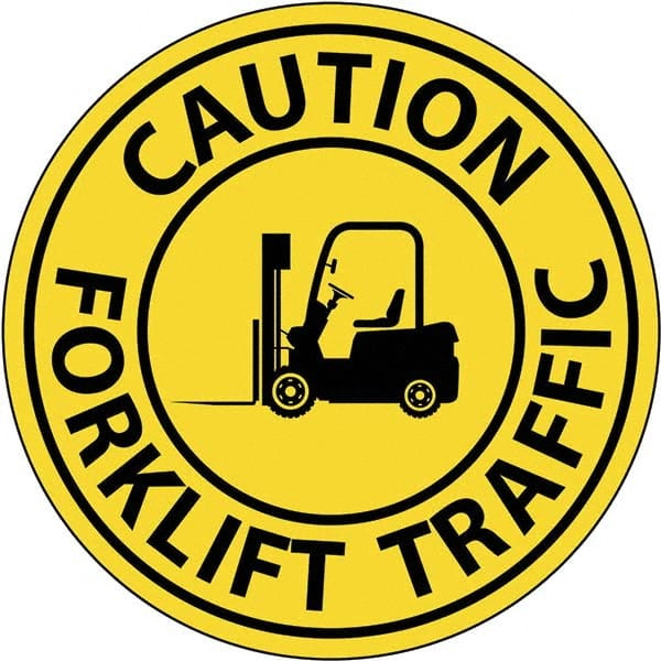 NMC - "Caution Forklift Traffic", 2-1/2" Wide x 2-1/2" High, Aluminum Safety Sign - Makers Industrial Supply