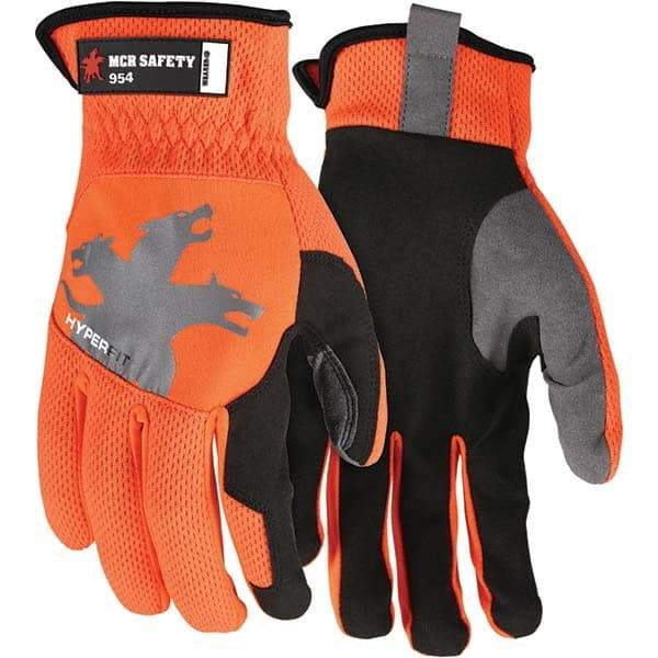 MCR Safety - Size XL Synthetic Suede Work Gloves - For General Purpose, Uncoated, Slip-On Cuff, Full Fingered, Hi-Vis Orange, Paired - Makers Industrial Supply