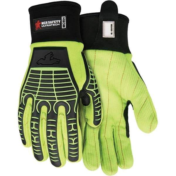 MCR Safety - Size M Canvas Work Gloves - For General Purpose, Uncoated, Slip-On Cuff, Full Fingered, Hi-Vis Lime, Paired - Makers Industrial Supply