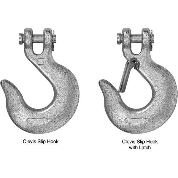 Campbell - 5/16" Chain Diam, 43 Chain Grade Clevis Hook - 3,900 Lb Capacity, 1/2" ID, 7/16" Pin Diam, 1" Hook Throat, 4-7/8" OAL, 3-1/8" Hook Width - Makers Industrial Supply