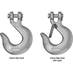 Campbell - 5/16" Chain Diam, 43 Chain Grade Clevis Hook - 3,900 Lb Capacity, 1/2" ID, 7/16" Pin Diam, 1" Hook Throat, 4-7/8" OAL, 3-1/8" Hook Width - Makers Industrial Supply