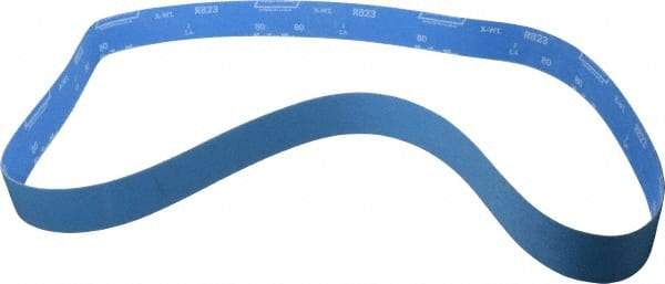 Norton - 2" Wide x 72" OAL, 80 Grit, Zirconia Alumina Abrasive Belt - Zirconia Alumina, Medium, Coated, X Weighted Cloth Backing, Series R823 - Makers Industrial Supply