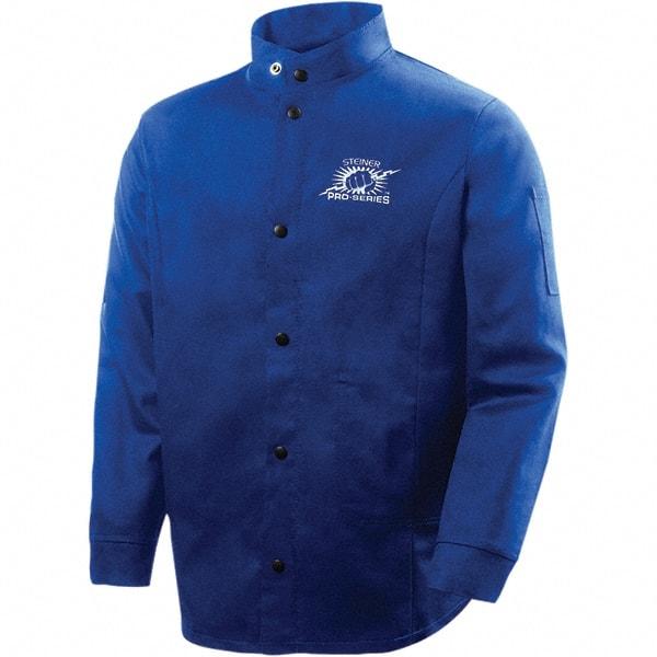 Steiner - Size 4XL Welding, Flame Resistant/Retardant Jacket - Blue, Cotton, Snaps Closure - Makers Industrial Supply