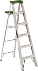 Louisville - 5 Steps, 6' High, Type II Rating, Aluminum Step Ladder - 225 Lb Capacity, 21-13/16" Base Width - Makers Industrial Supply