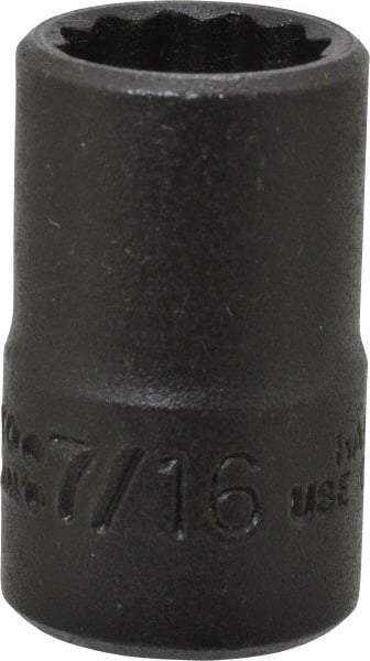 Proto - 7/16", 3/8" Drive, Standard Hand Socket - 12 Points, 1-3/32" OAL, Alloy Steel, Black Finish - Makers Industrial Supply