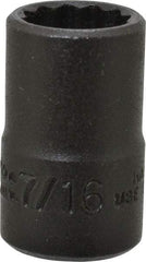 Proto - 7/16", 3/8" Drive, Standard Hand Socket - 12 Points, 1-3/32" OAL, Alloy Steel, Black Finish - Makers Industrial Supply