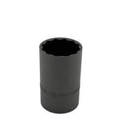 Proto - 1/2", 3/8" Drive, Standard Hand Socket - 12 Points, 1-1/8" OAL, Alloy Steel, Black Finish - Makers Industrial Supply