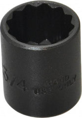 Proto - 3/4", 3/8" Drive, Standard Hand Socket - 12 Points, 1-3/16" OAL, Alloy Steel, Black Finish - Makers Industrial Supply