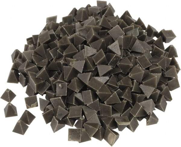 Raytech - 55 Lb/Cubic Ft Density, Plastic Carrier, Pyramid Shaped, Tumbling Media - Medium Cut for Fine Surface Finish, Wet Operation, 1/4" High x 1/4" Long Base - Makers Industrial Supply