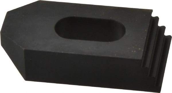 Jergens - 1/2" Stud, Low Carbon Steel, Plain Strap Clamp - 1/2" Travel, 2-1/2" OAL x 1-1/4" Wide x 5/8" High, Black Oxide Finish, Tapered Nose - Makers Industrial Supply