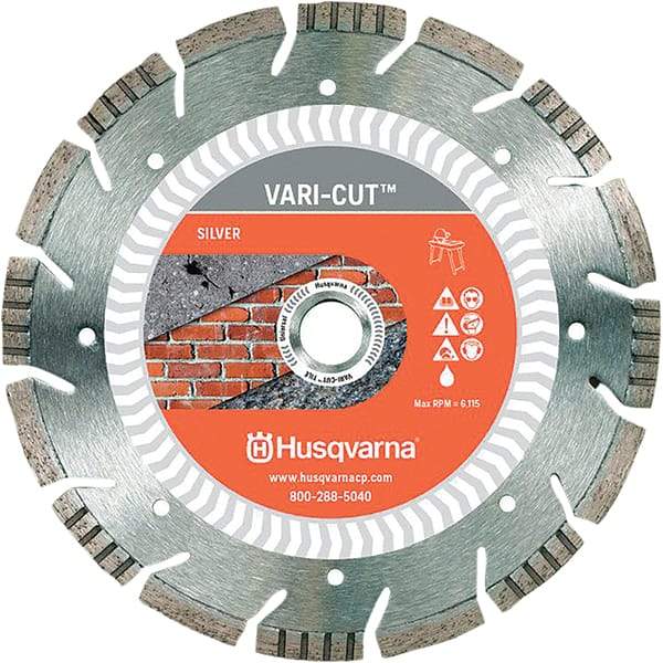 Husqvarna - 10" Diam, 5/8 & 7/8" Arbor Hole Diam, Continuous Edge Tooth Wet & Dry Cut Saw Blade - Diamond-Tipped, Fast Cutting Action, Standard Round Arbor - Makers Industrial Supply