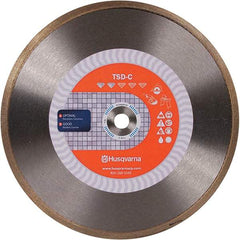 Husqvarna - 10" Diam, 5/8 & 7/8" Arbor Hole Diam, Continuous Edge Tooth Wet & Dry Cut Saw Blade - Diamond-Tipped, Finishing Action, Standard Round Arbor - Makers Industrial Supply