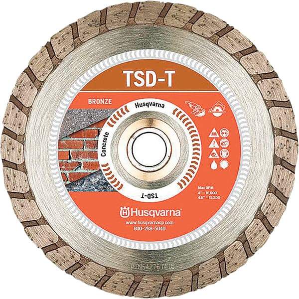 Husqvarna - 4" Diam, 5/8, 7/8 & 25/32" Arbor Hole Diam, Continuous Edge Tooth Wet & Dry Cut Saw Blade - Diamond-Tipped, Fast Cutting & Smooth Action, Standard Round Arbor - Makers Industrial Supply