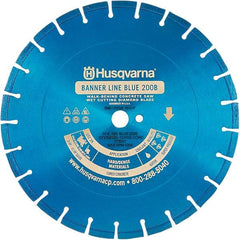 Husqvarna - 18" Diam, 1" Arbor Hole Diam, Continuous Edge Tooth Wet & Dry Cut Saw Blade - Diamond-Tipped, General Purpose Action, Standard Round Arbor - Makers Industrial Supply