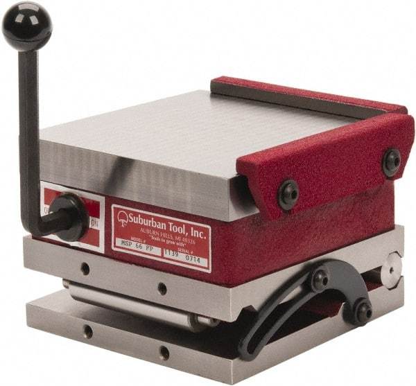 Suburban Tool - 6" Long x 6" Wide x 4-1/4" High, Fine Pole, Steel Sine Plate & Magnetic Chuck Combo - 0.0002" Tolerance, Square to 0.0002", (2) Rails & Handle - Makers Industrial Supply