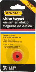 General - 3/4" Diam, 1/8" Hole Diam, 4 Lb Max Pull Force Alnico Button Magnet - 1/2" High - Makers Industrial Supply