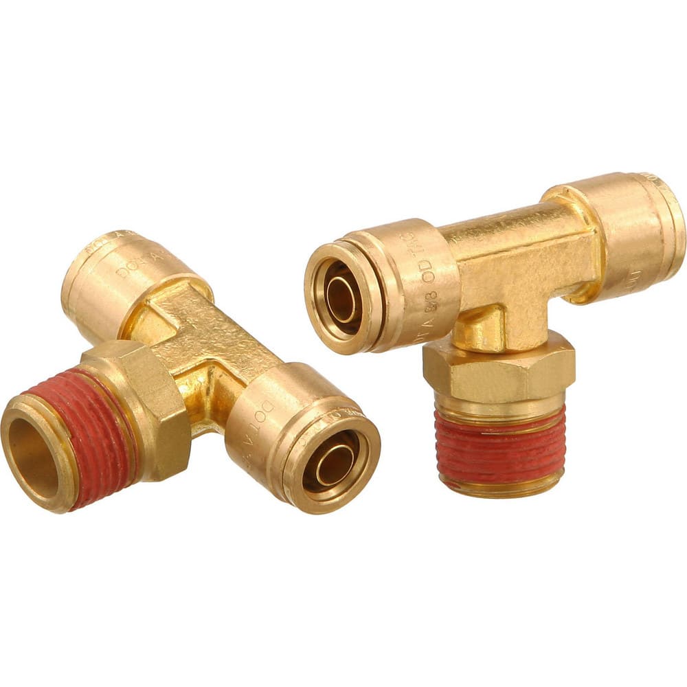 Metal Push-To-Connect Tube Fittings; Fitting Type: TEE BRCH SWV; Connection Type: Push-to-Connect x MNPT; Material: Brass; Thread Size: 1/8″; Tube Outside Diameter: 3/8; Fitting Shape: Tee; Maximum Working Pressure (Psi - 3 Decimals): 250.000; Standards: