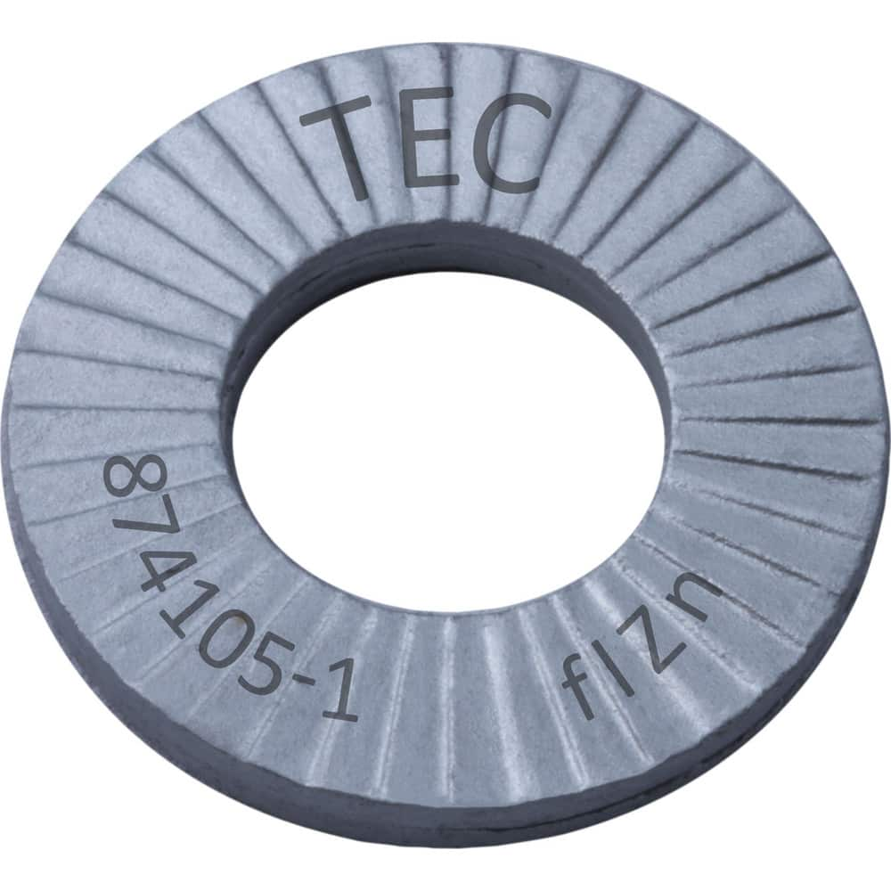 Wedge Lock Washers; Thread Size: 7/8; M22; Material: Steel; Inside Diameter: 0.921 in; Outside Diameter: 1.654 in; Finish: Zinc Plated; Hardness: 465 HV Min; Standards: MIL-STD-1312-7   ISO 9001:2008    ISO TS16949; Thickness: 4.6 in