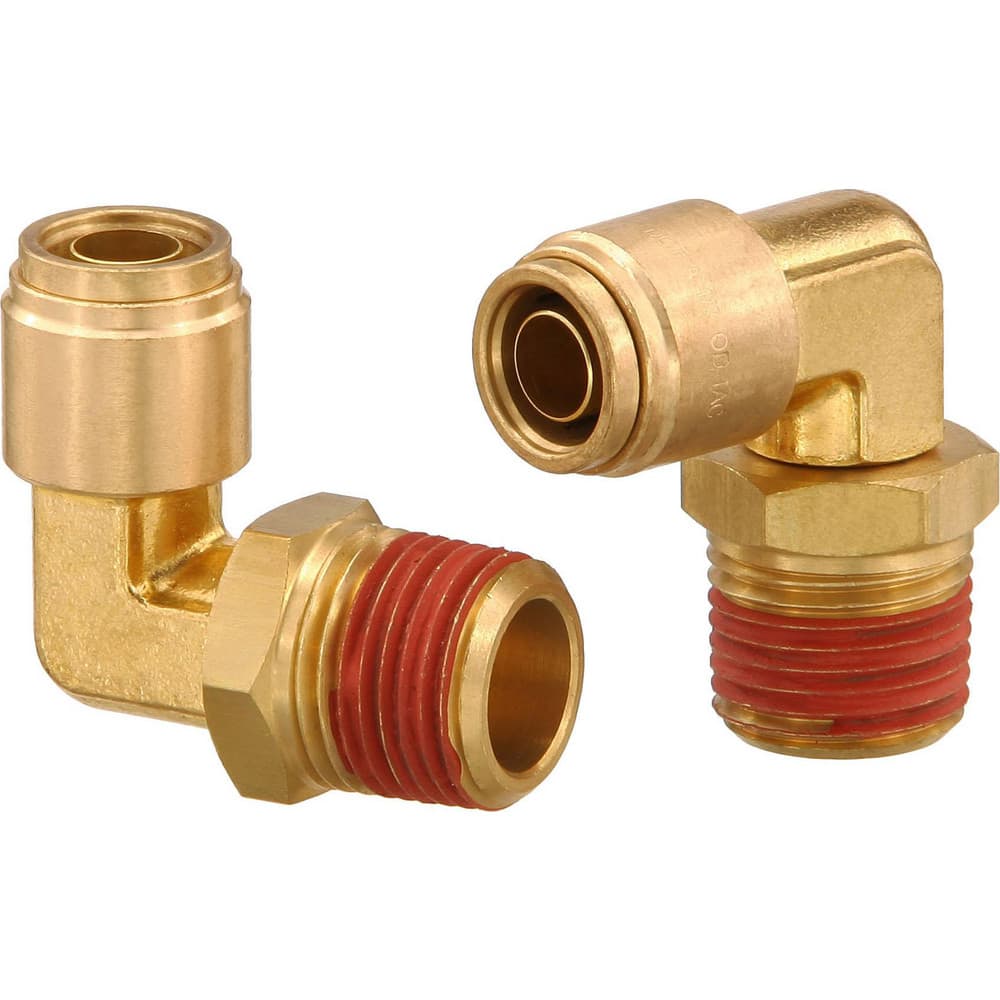 Metal Push-To-Connect Tube Fittings; Fitting Type: EL SWV; Connection Type: Push-to-Connect x MNPT; Material: Brass; Thread Size: 1/2″; Tube Outside Diameter: 3/4; Fitting Shape: 90 ™ Elbow; Maximum Working Pressure (Psi