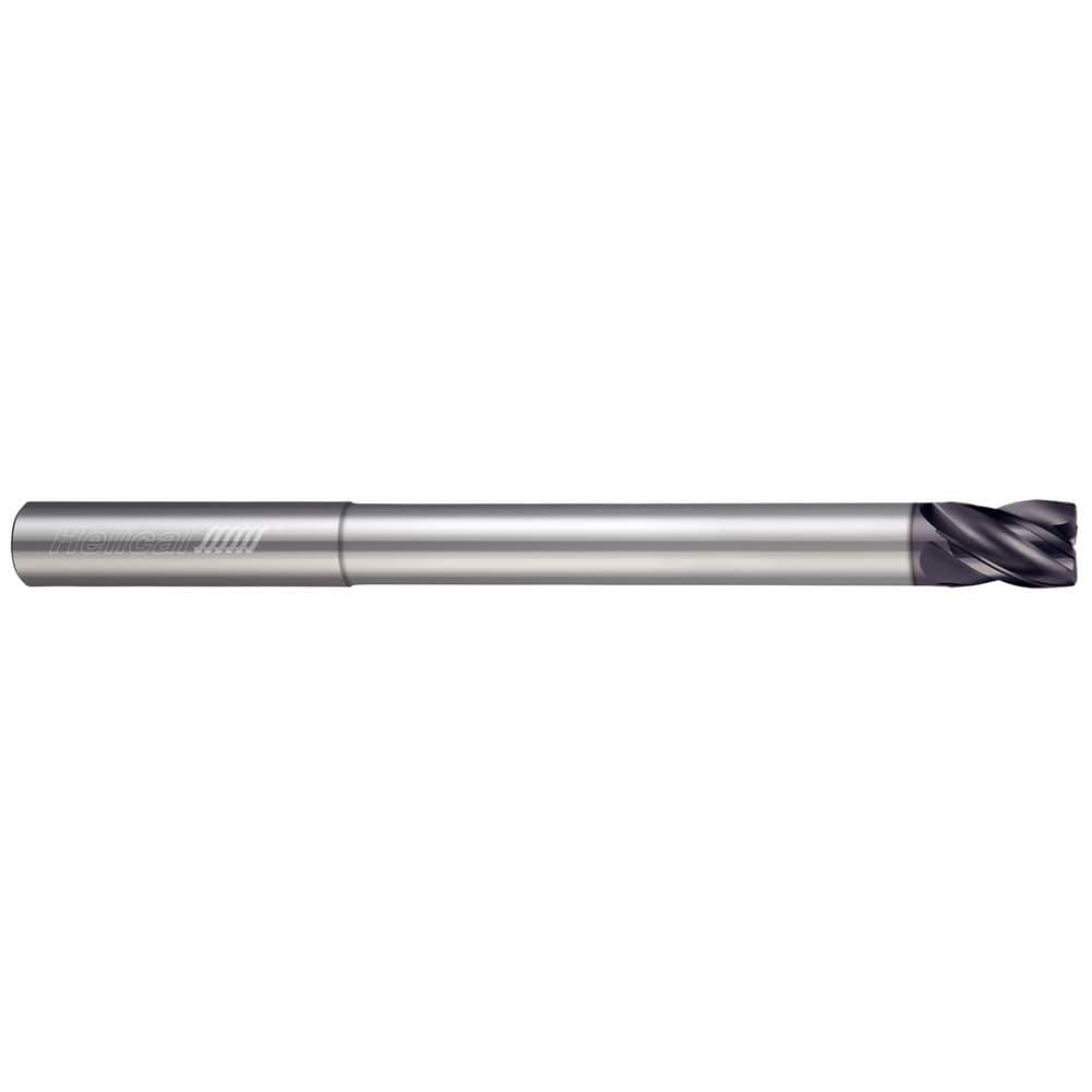 Corner Radius End Mill:  1/8″ Dia,  0.1563″ LOC,  0.0100″ Radius,  4 Flute,  Solid Carbide 3″ OAL,  0.1250″ Shank Dia,  N/A Aplus Coated,  Corner Radius End,  Centercutting,  Series End Mills for Steels - 4 Flute - Corner Radius - Variable Pitch - Reduced