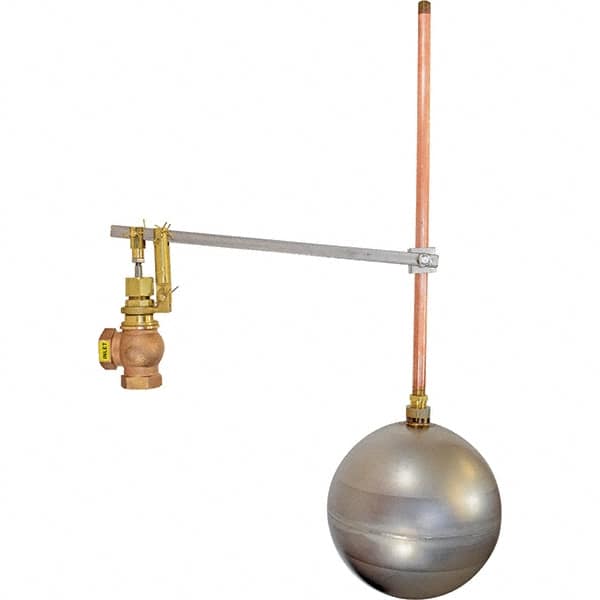 Control Devices - 1/2" Pipe, Brass & Bronze, Angle Pattern-Single Seat, Mechanical Float Valve - 100 psi, FIP x FIP End Connections - Makers Industrial Supply