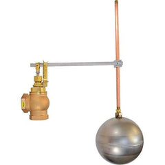 Control Devices - 1-1/2" Pipe, Brass & Bronze, Angle Pattern-Single Seat, Mechanical Float Valve - 100 psi, FIP x FIP End Connections - Makers Industrial Supply