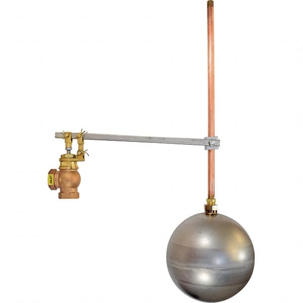 Control Devices - 1/2" Pipe, Brass & Bronze, Angle Pattern-Single Seat, Mechanical Float Valve - 100 psi, FIP x FIP End Connections - Makers Industrial Supply