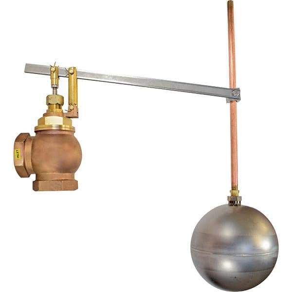 Control Devices - 2" Pipe, Brass & Bronze, Angle Pattern-Single Seat, Mechanical Float Valve - 75 psi, FIP x FIP End Connections - Makers Industrial Supply