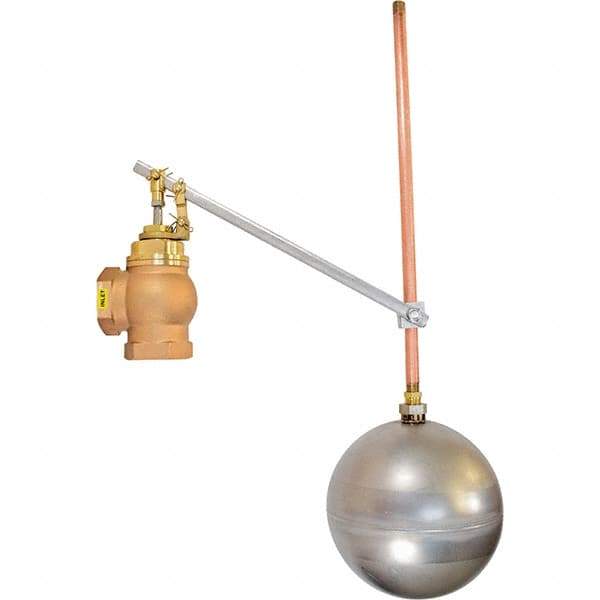 Control Devices - 1" Pipe, Brass & Bronze, Angle Pattern-Single Seat, Mechanical Float Valve - 100 psi, FIP x FIP End Connections - Makers Industrial Supply