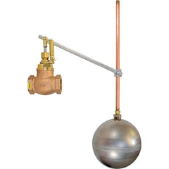 Control Devices - 1-1/2" Pipe, Brass & Bronze, Globe Pattern-Single Seat, Mechanical Float Valve - 100 psi, FIP x FIP End Connections - Makers Industrial Supply