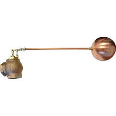 Control Devices - 2" Pipe, Brass & Bronze, Angle Pattern-Double Seat, Mechanical Float Valve - 75 psi, FIP End Connections - Makers Industrial Supply