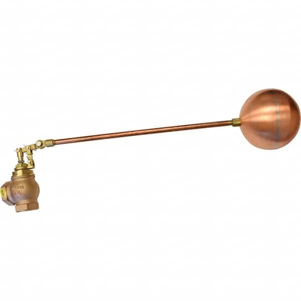 Control Devices - 1-1/2" Pipe, Brass & Bronze, Angle Pattern-Double Seat, Mechanical Float Valve - 100 psi, FIP End Connections - Makers Industrial Supply