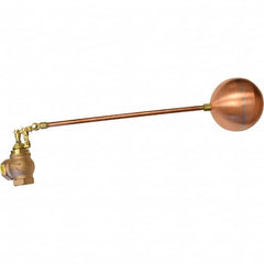 Control Devices - 1-1/4" Pipe, Brass & Bronze, Angle Pattern-Double Seat, Mechanical Float Valve - 100 psi, FIP End Connections - Makers Industrial Supply