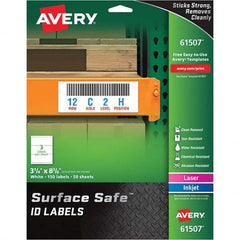 AVERY - Pack of (150), 3-1/4" x 8-3/8" White Polyester Durable Square Labels - Makers Industrial Supply