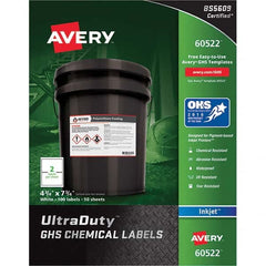 AVERY - Pack of (100), 4-3/4" x 7-3/4" White Synthetic Film ID Labels - Makers Industrial Supply