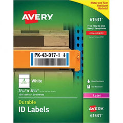 AVERY - Pack of (150), 3-1/4" x 8-3/8" White Paper Durable Square Labels - Makers Industrial Supply