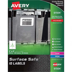 AVERY - Pack of (200), 3" x 5" White Polyester Durable Square Labels - Makers Industrial Supply