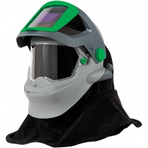 RPB - One Size Fits All, PAPR Compatible Hood with Welding Lens - Super Tough Flame Retardant Nylon, Gray, Green & Black, Adjustable Ratchet, Compatible with RPB Z4 - Makers Industrial Supply