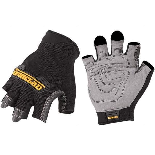 ironCLAD - Size XL (10) Synthetic Work Gloves - For Mechanic's & Lifting, Uncoated, Hook & Loop Cuff, Fingerless, Black, Paired - Makers Industrial Supply