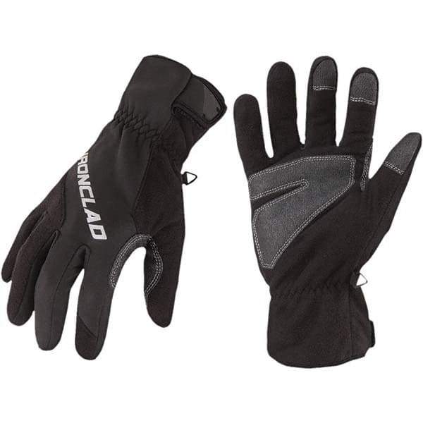 ironCLAD - Size M (8) Microfleece Work Gloves - For Cold Weather, Uncoated, Hook & Loop Cuff, Black, Paired - Makers Industrial Supply