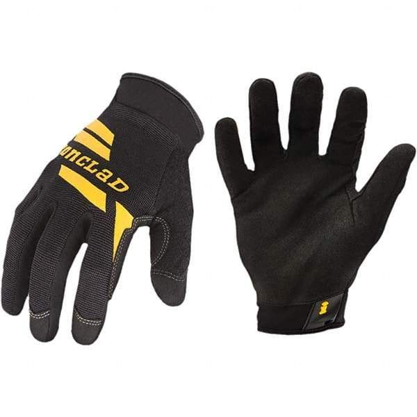 ironCLAD - Size M (8) Synthetic Leather Work Gloves - For Mechanic's & Lifting, Uncoated, Slip-On Cuff, Full Fingered, Black, Paired - Makers Industrial Supply