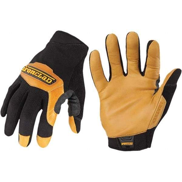 ironCLAD - Size M (8) Goatskin Work Gloves - For Mechanic's & Lifting, Uncoated, Slip-On Cuff, Black, Paired - Makers Industrial Supply