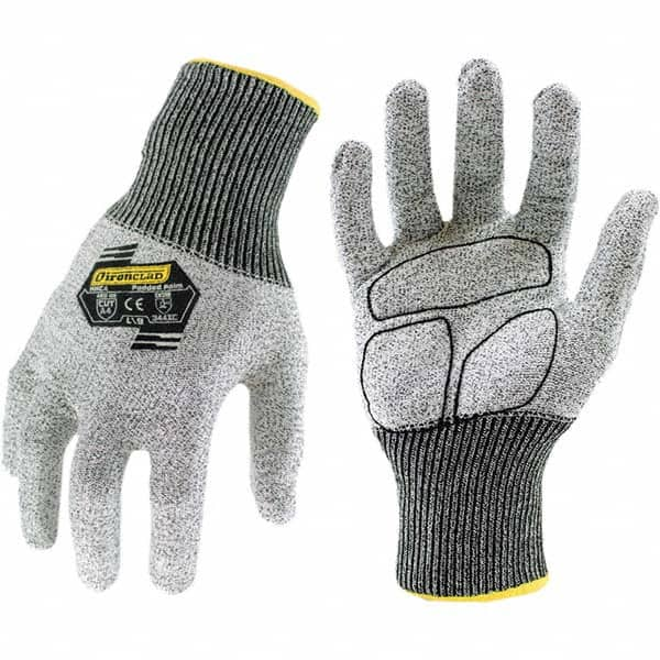 ironCLAD - Size L (9), ANSI Cut Lvl A4, Cut Resistant Gloves - 11" Long, Uncoated, Unlined, Knit Wrist, Gray, Paired - Makers Industrial Supply