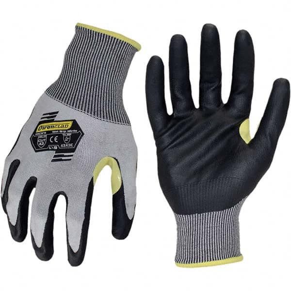 ironCLAD - Size S (7), ANSI Cut Lvl A3, Abrasion Lvl 3, Foam Nitrile Coated Cut Resistant Gloves - 11" Long, Palm Coated, Unlined, Knit Wrist, Gray/Black, Paired - Makers Industrial Supply